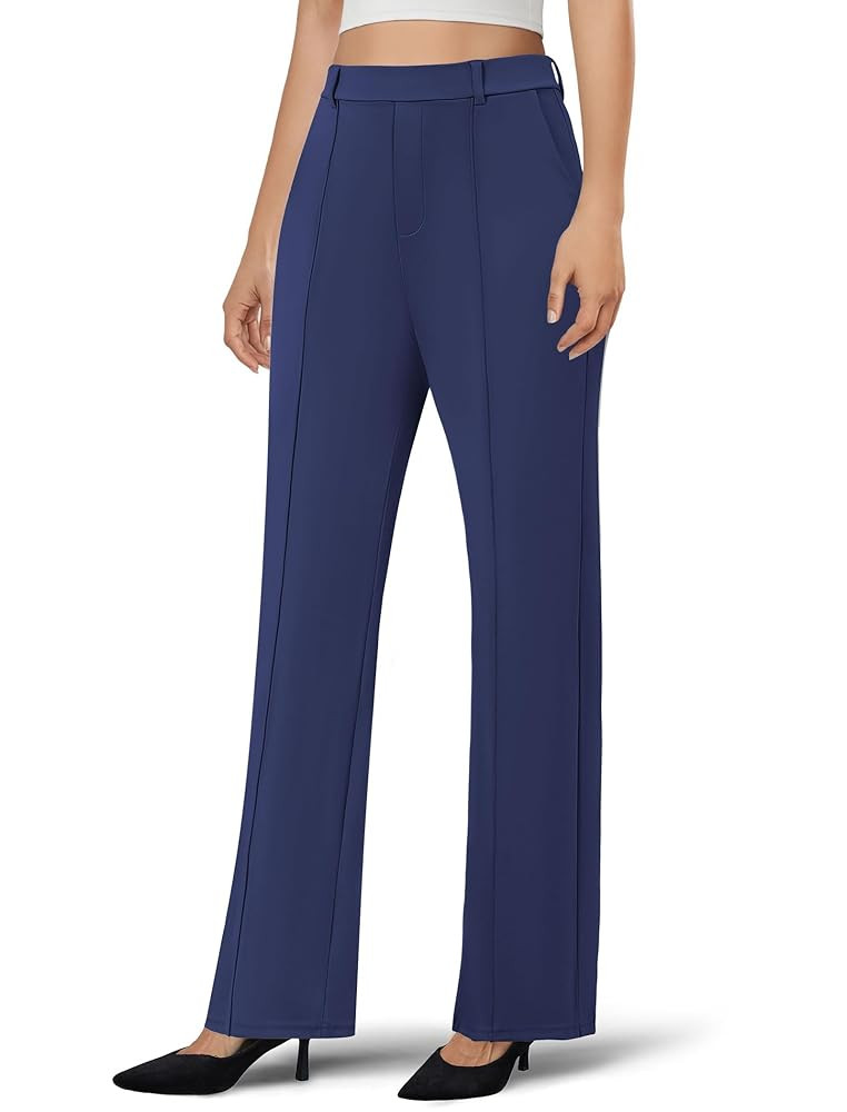 Women's Work Dress Pants Wide Leg Business Casual Slacks Stretchy Pull on High Waisted Office Tro... | Amazon (US)