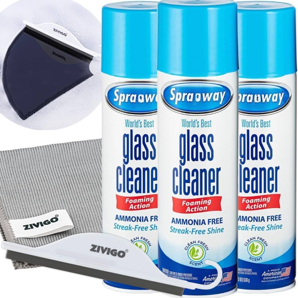 Sprayway-Glass Cleaner, Foam Action, 19 Fl Oz, (3 Pack) - Bundle With 1 Microfiber Cleaning Cloth... | Amazon (US)