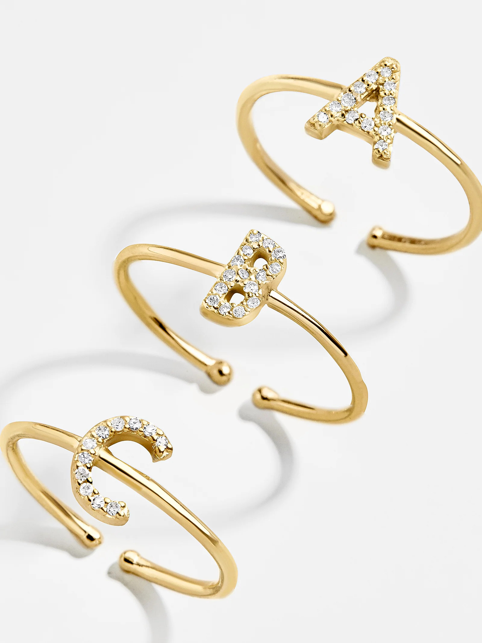 14K Gold & Diamond Initial Ring - Gold | BaubleBar (US)