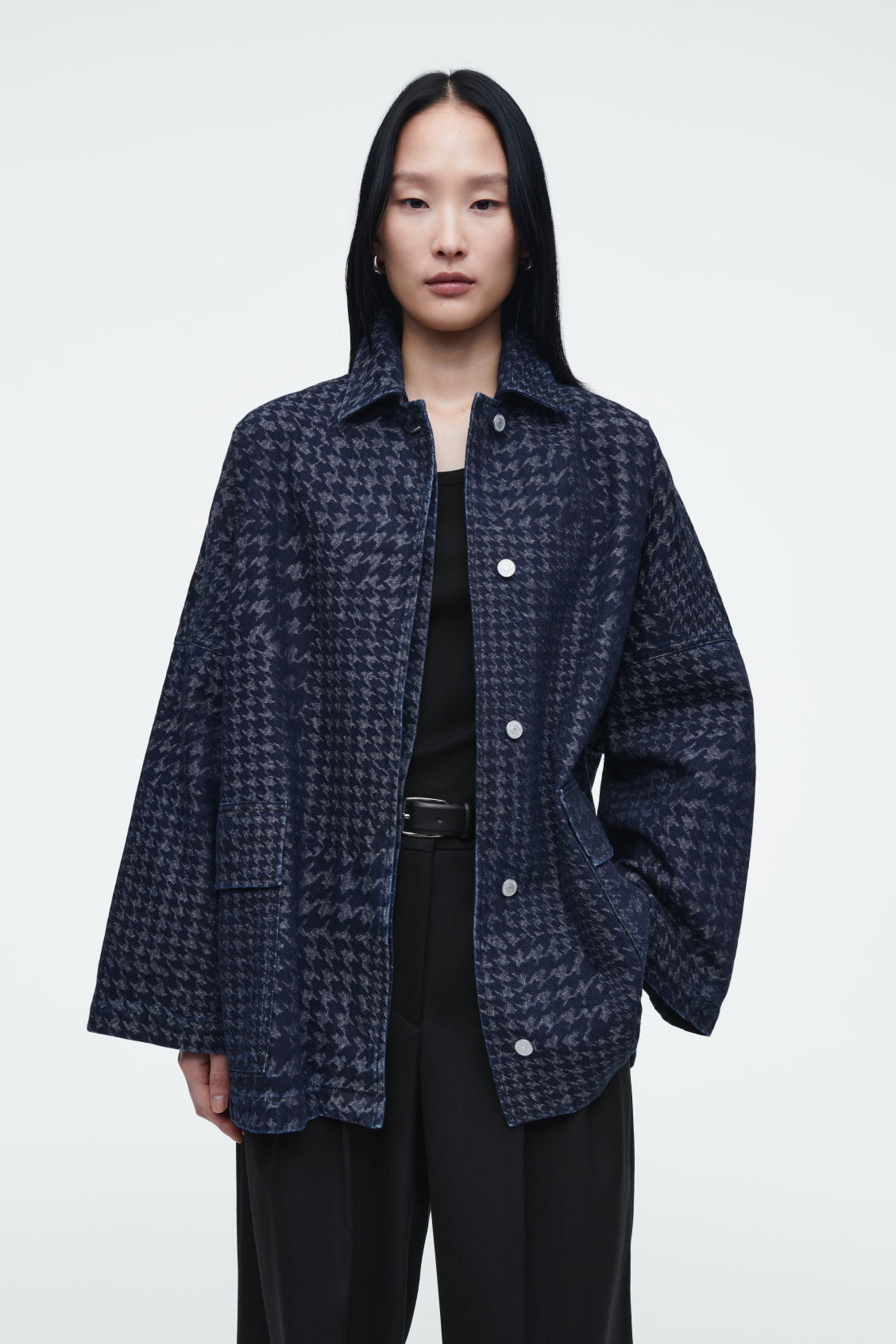 HOUNDSTOOTH-JACQUARD DENIM JACKET | COS UK