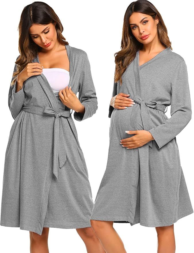 Ekouaer Maternity Robe 3 in 1 Labor Delivery Nursing Gown Hospital Breastfeeding Dress Bathrobes | Amazon (US)