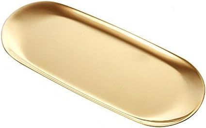 Gold Decorative Tray(12 Inch) - Hand Towel Storage Tray, Jewelry Tray,Stainless Steel ,Oval | Amazon (US)