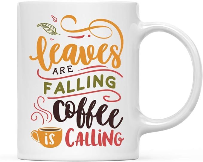Andaz Press Fall Autumn Season 11oz. Coffee Mug Gift, Leaves are Falling Coffee is Calling, 1-Pac... | Amazon (US)