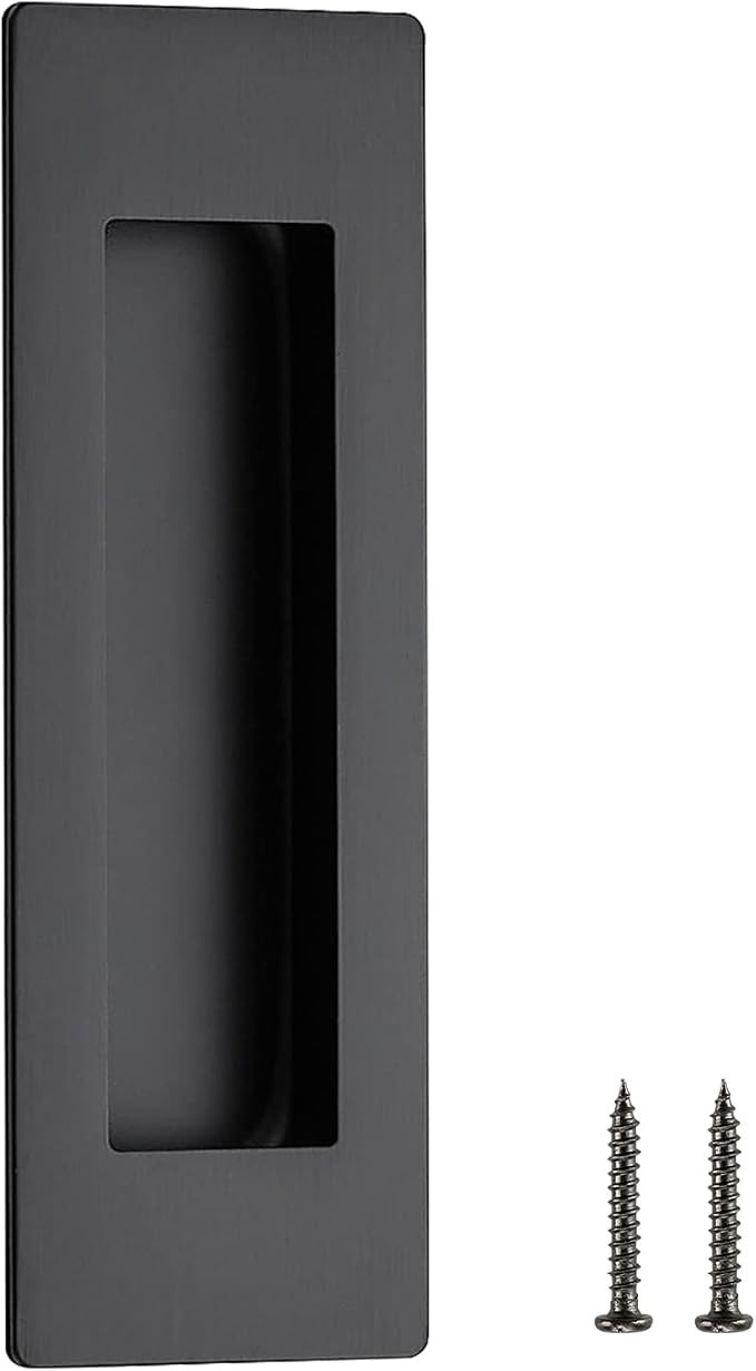 Ravinte 1 Pack Black Sliding Closet Door Handles Black Flush Pulls 4.72in Length Recessed Finger ... | Amazon (US)