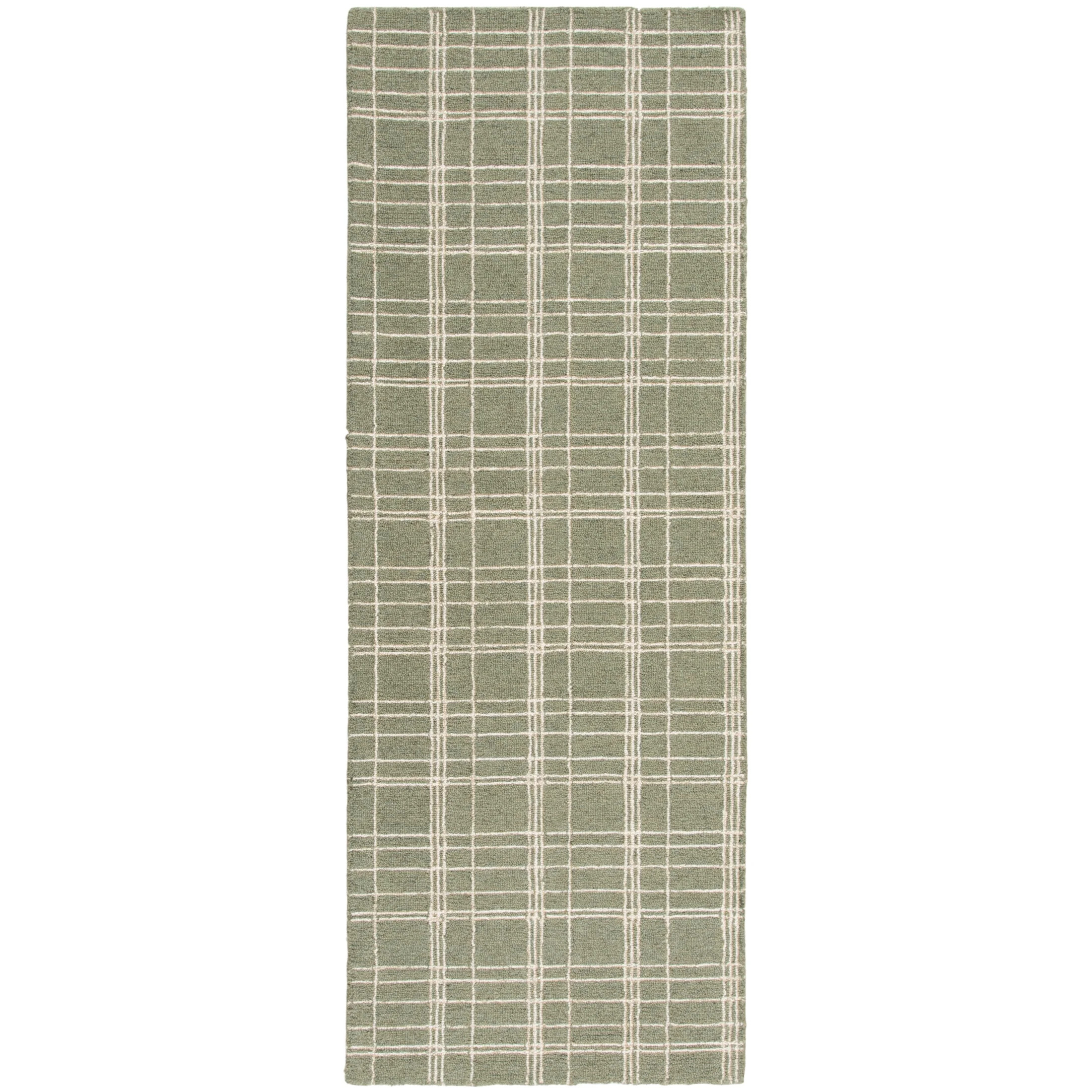 Better Homes & Gardens Lt Green Plaid Wool Indoor Runner Rug, 2'6"x7' | Walmart (US)