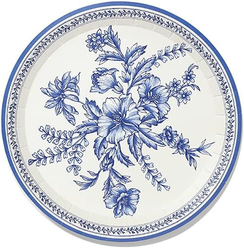 Coterie Blue Floral Paper Plates (Set of 10 Small plates) - Blue and White Paper Plates For Brida... | Amazon (US)