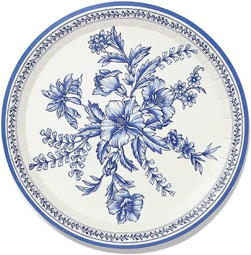 Coterie Blue Floral Paper Plates (Set of 10 Small plates) - Party Plates For Bridal and Baby Show... | Amazon (US)