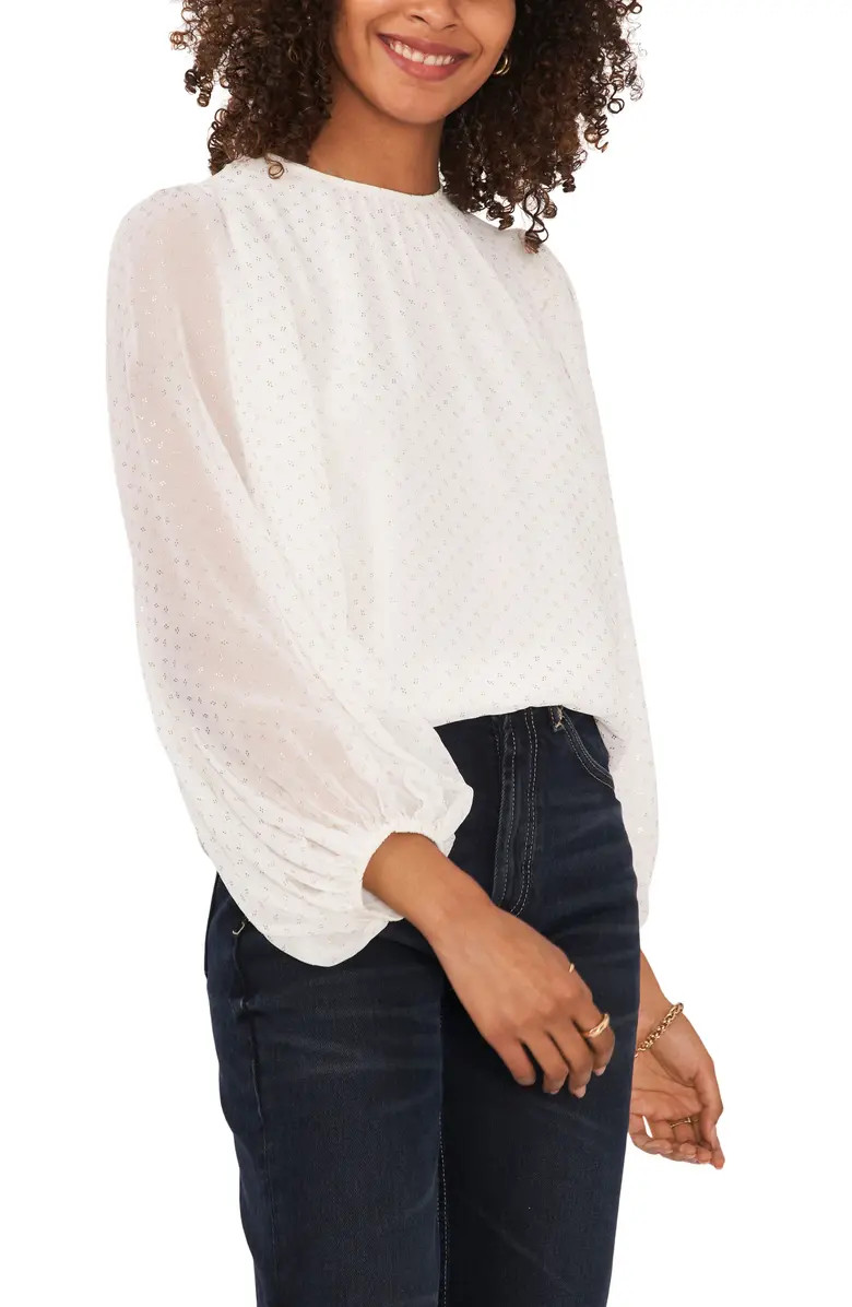 Vince Camuto Foil Dot Balloon Sleeve Blouse | Nordstrom | Nordstrom