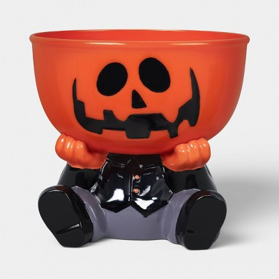 7"x6.4" Sculpted Sitting Jack Plastic Decorative Pumpkin Candy Bowl - Hyde and EEK! Boutique™ | Target