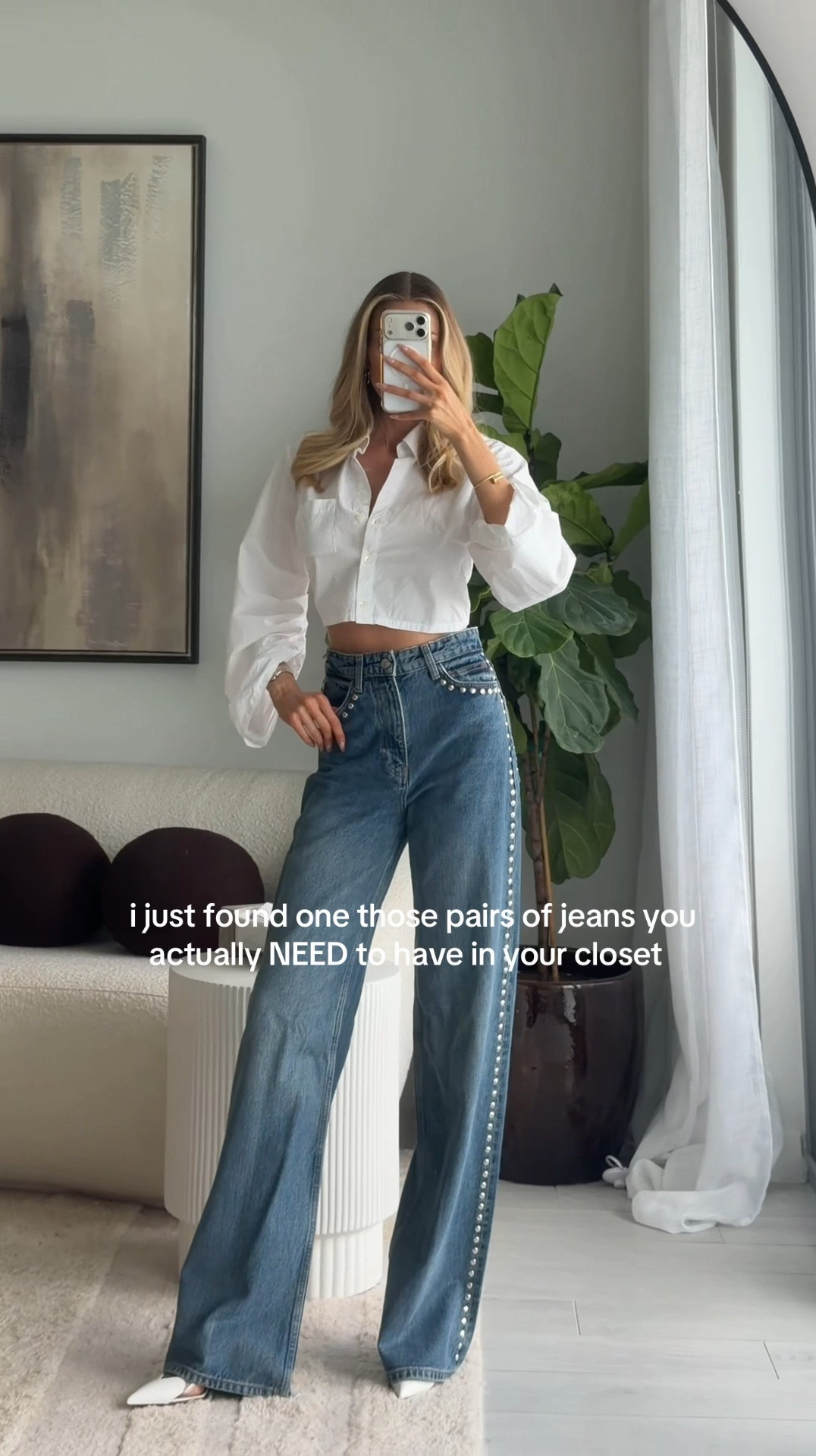 absolutely obsessed with this studded denim! i got a size 24 LONG because I am 5’8” and wanted to wear these with heels but id say if i was to wear them with flats they would be too long on me. 

#LTKgrwm #LTKdayinmylife #LTKootd
