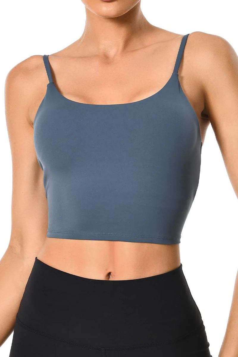 Spaghetti Strap Sports Bra Padded Crop Top | Colorfulkoala