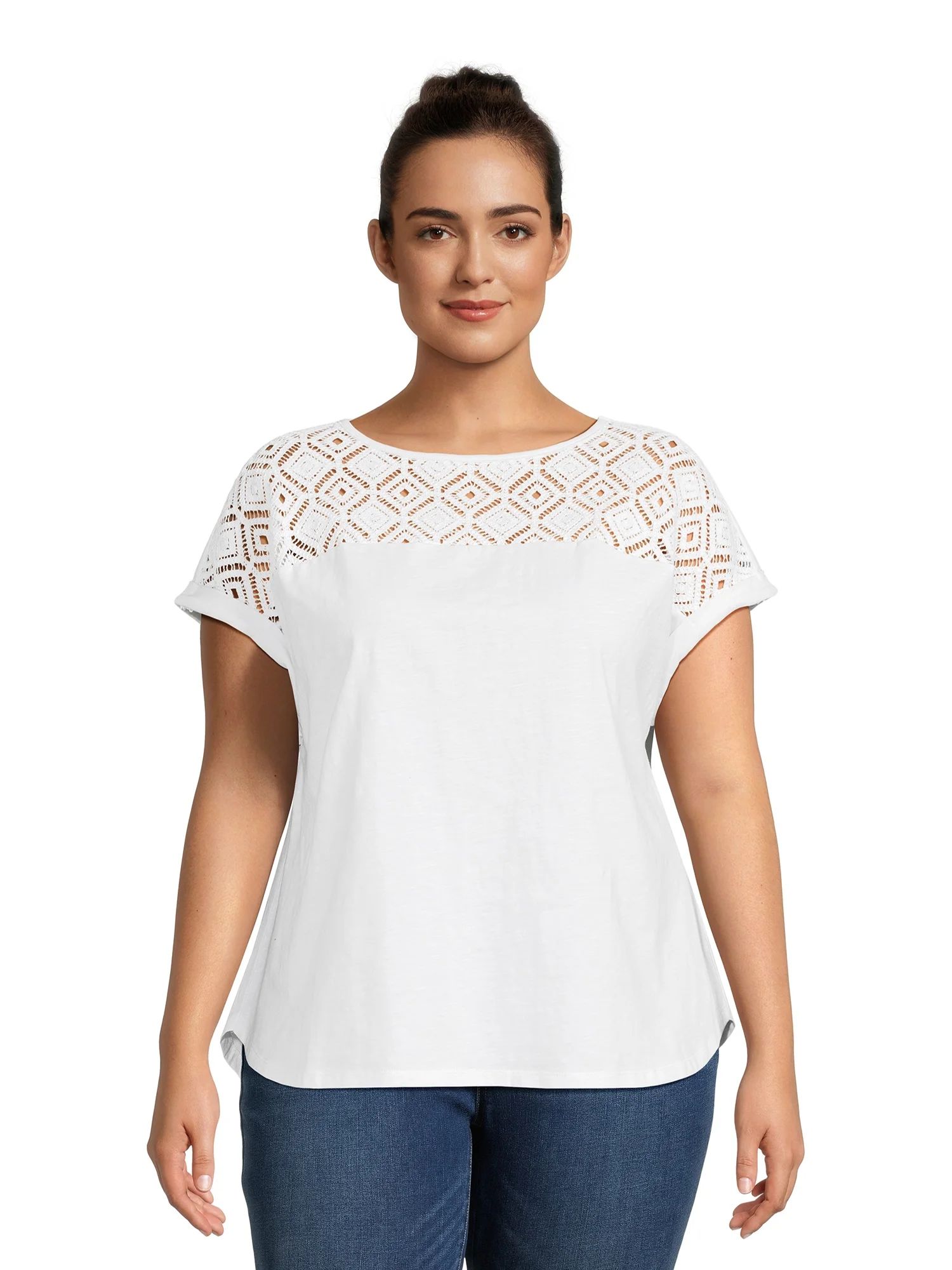 Terra and Sky Women's Plus Size Crochet Tee | Walmart (US)