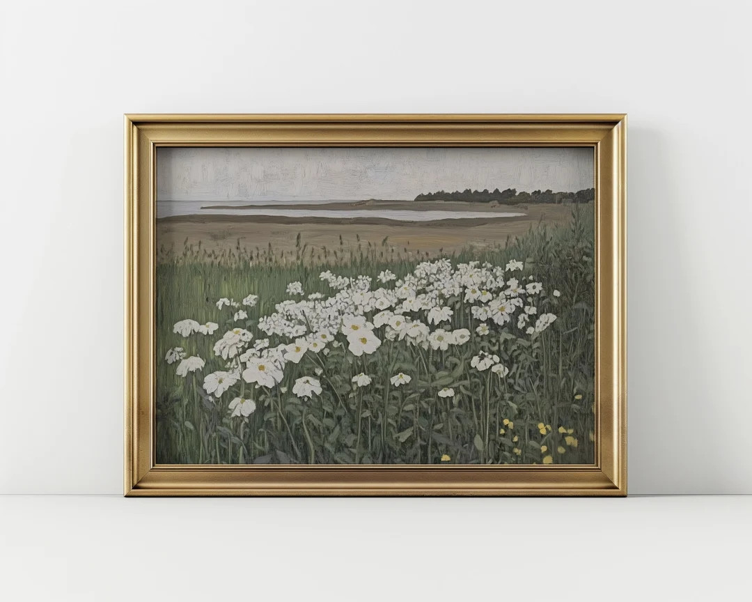 Vintage Spring Meadow Wall Art Painting Digital Download Antique Rustic Landscape Print Printable... | Etsy (US)