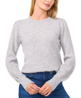Women's Scattered-Pearl Crewneck Sweater | Macy's