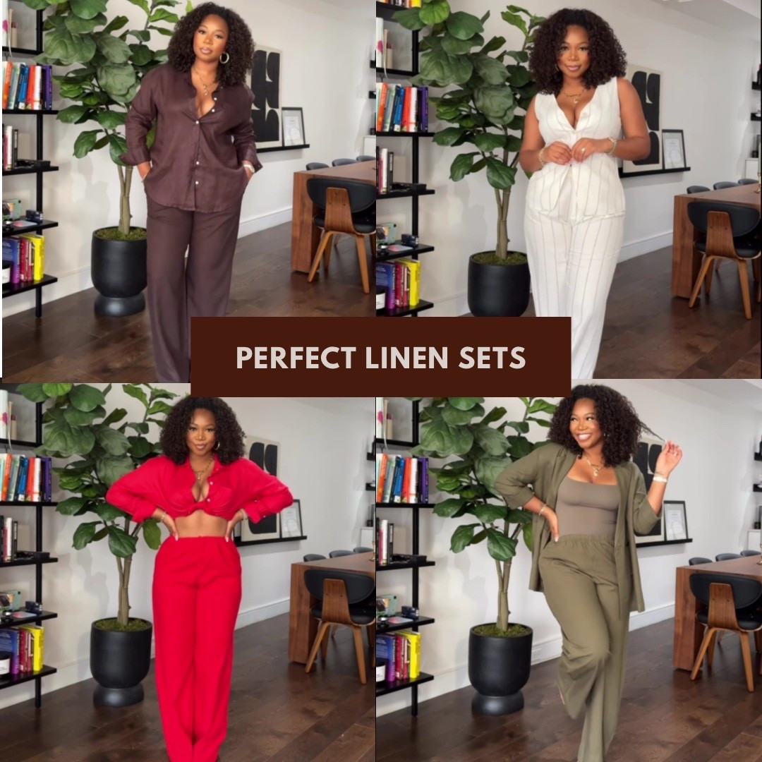 You can never ever go wrong with linen!! 😍✨ 5’9 200 lbs wearing a medium top and large tall bottoms in all. The green I’m wearing a small blazer (it runs so big) and XL bottoms!! Medium tall in the vest and 12 tall and the striped pants

#LTKstyletip #LTKmidsize #LTKSeasonal