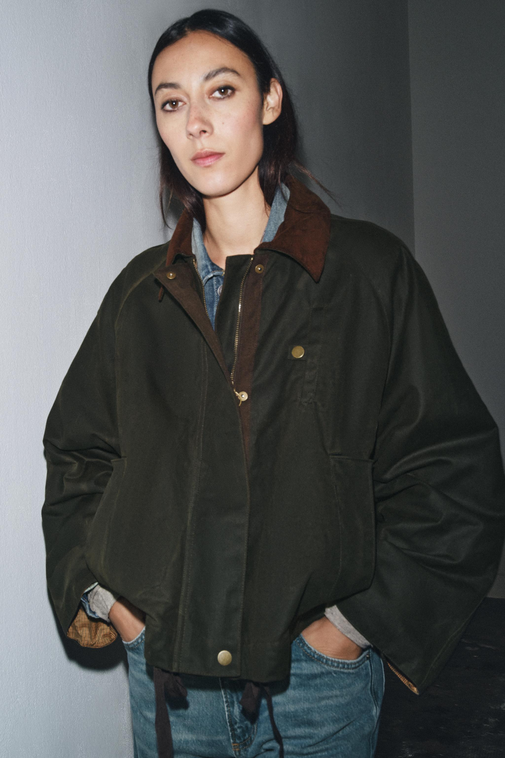 CONTRAST COLLAR WAXED JACKET ZW COLLECTION | Zara US