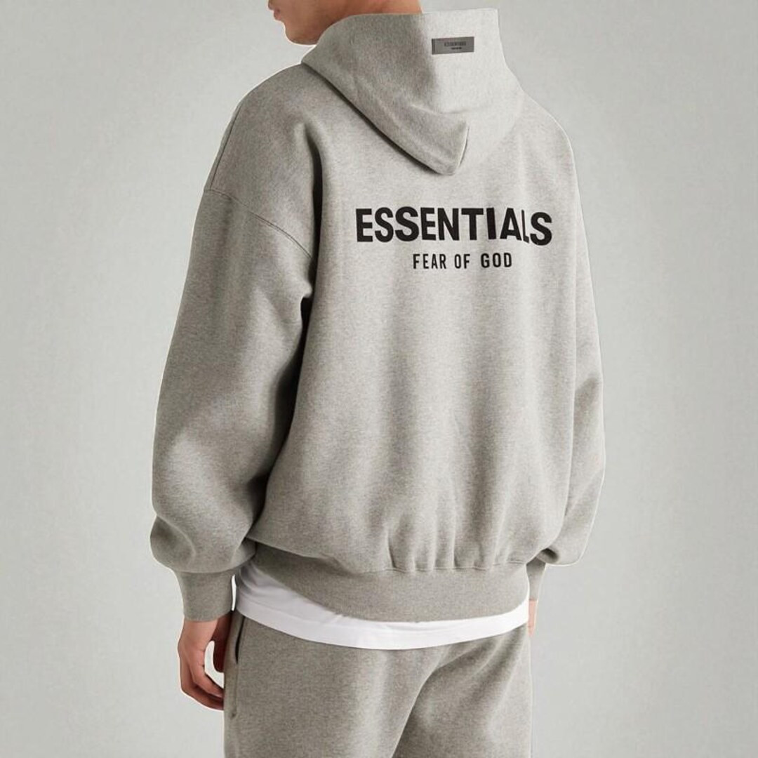 Vintage ESSENTIALS Loose Fit Hoodie High Street Essentials Grunge Clothing Gray Black Cotton Hood... | Etsy (US)