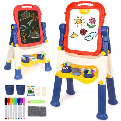 Art Easel For Kids, Adjustable Standing Rotatable Double Sided Easel With Painting Accessories For Toddlers Boys & Girls Age 2/3/4/5, Standing Toddler | SHEIN