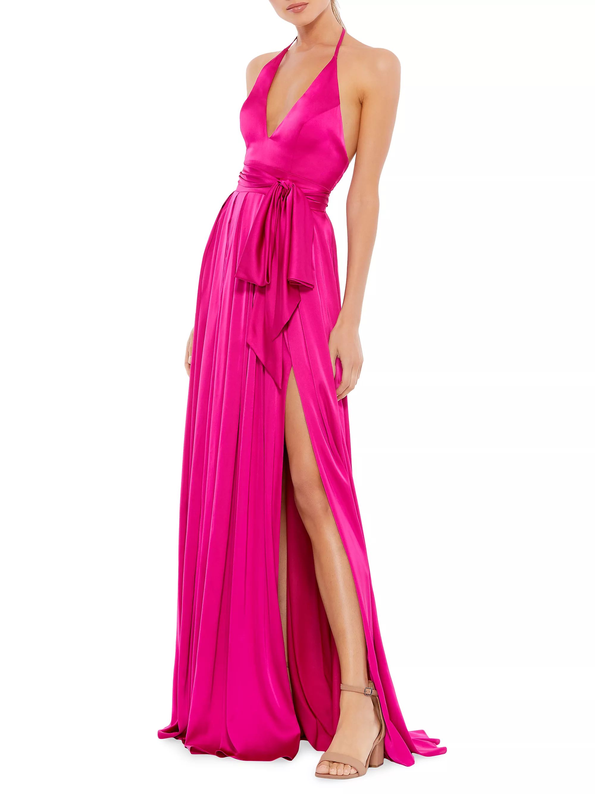 Ieena Pleated Satin Tie-Waist Gown | Saks Fifth Avenue