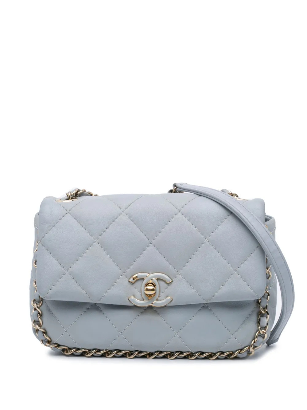 CHANEL Pre-Owned 2021-2024 Mini Calfskin Chain Around Flap crossbody bag - Grey | Farfetch Global