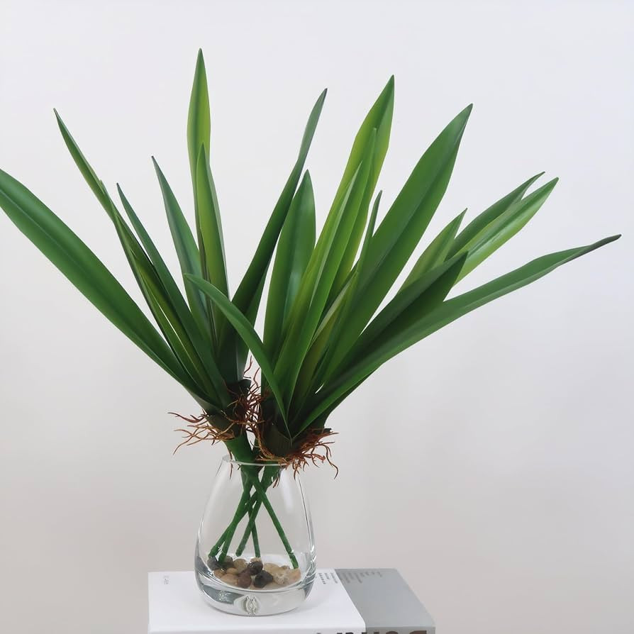 6pcs Artificial Cymbidium Leaves 17" Fake Real Touch Clivia Faux Orchid Leaves Green Plants for V... | Amazon (US)