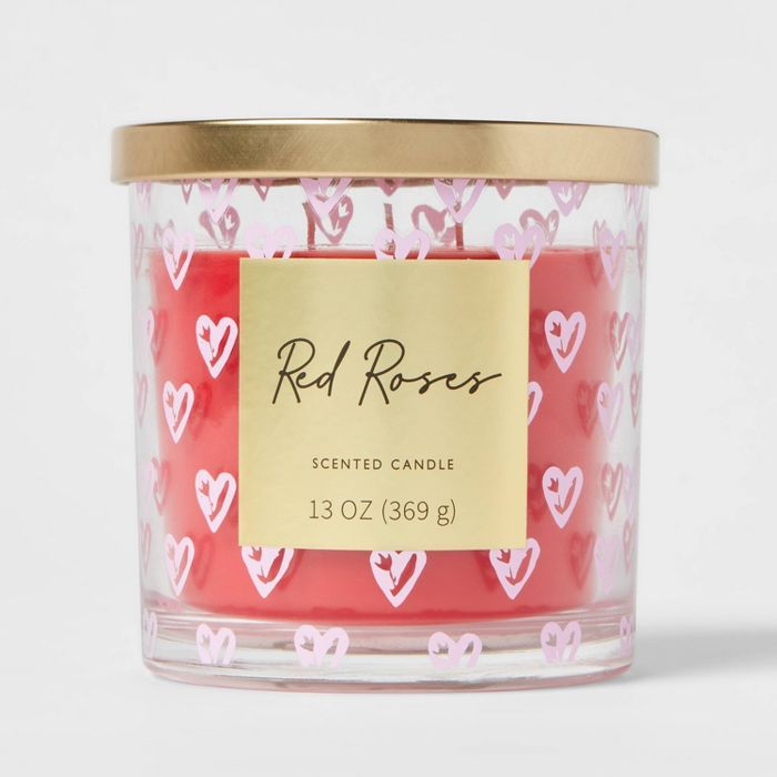 13oz Valentine's Glass Jar Candle with Lid Red Roses - Threshold™ | Target