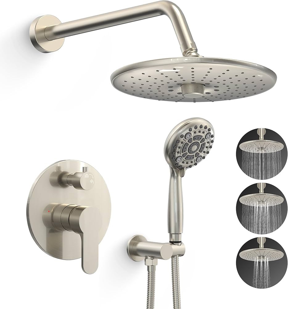 SR SUN RISE Shower Faucet - 3 Function High Pressure 10 Inch Shower Head System- 6 Setting Handhe... | Amazon (US)