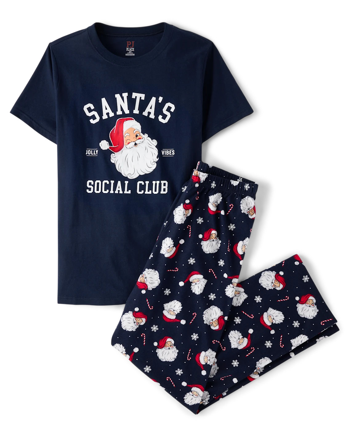 Mens Matching Family Santa's Social Club Cotton Pajamas - blue | The Children's Place