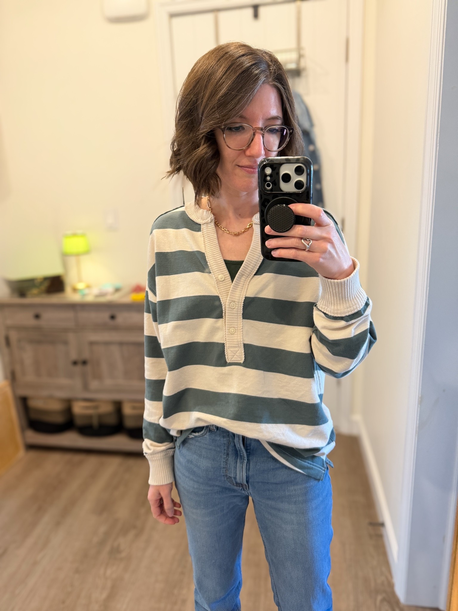 Striped top: I sized down 
Jeans: old