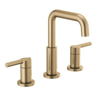 Nicoli Gold 8 in. Widespread Double Handle Bathroom Faucet in Champagne Bronze | The Home Depot