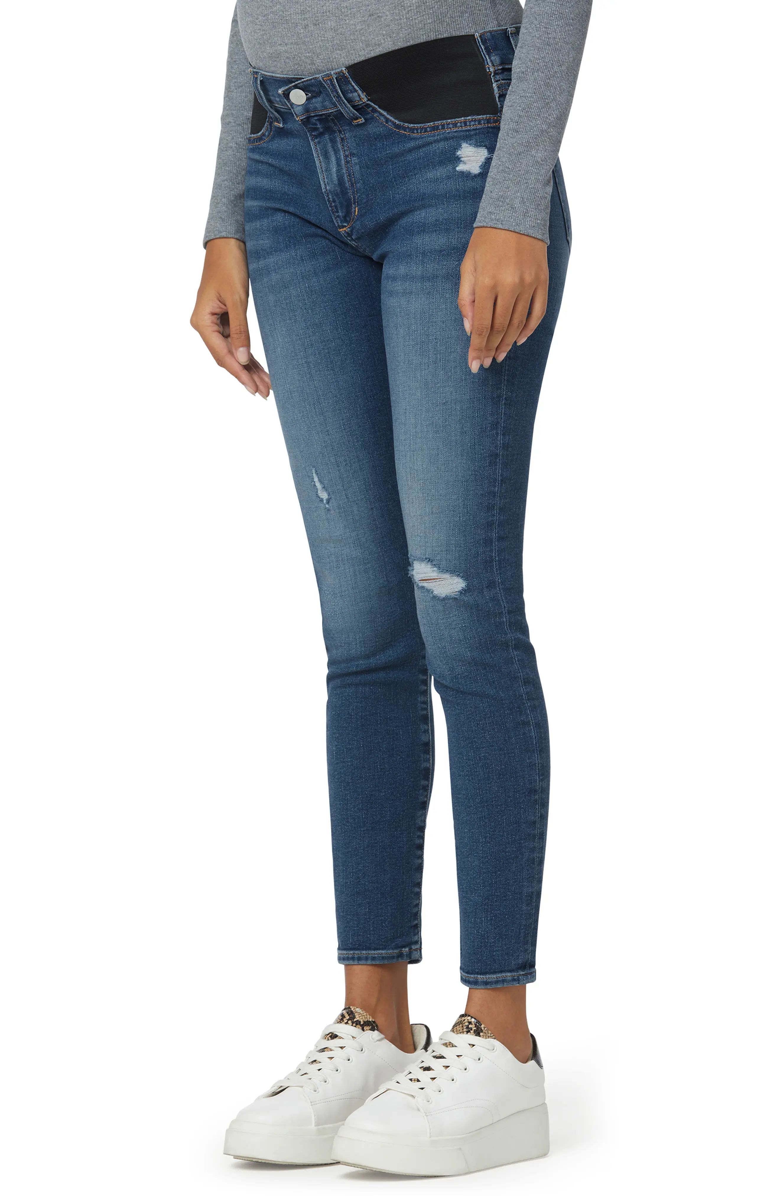 Joe's The Icon Distressed Ankle Skinny Maternity Jeans in Bledsoe at Nordstrom, Size 28 | Nordstrom