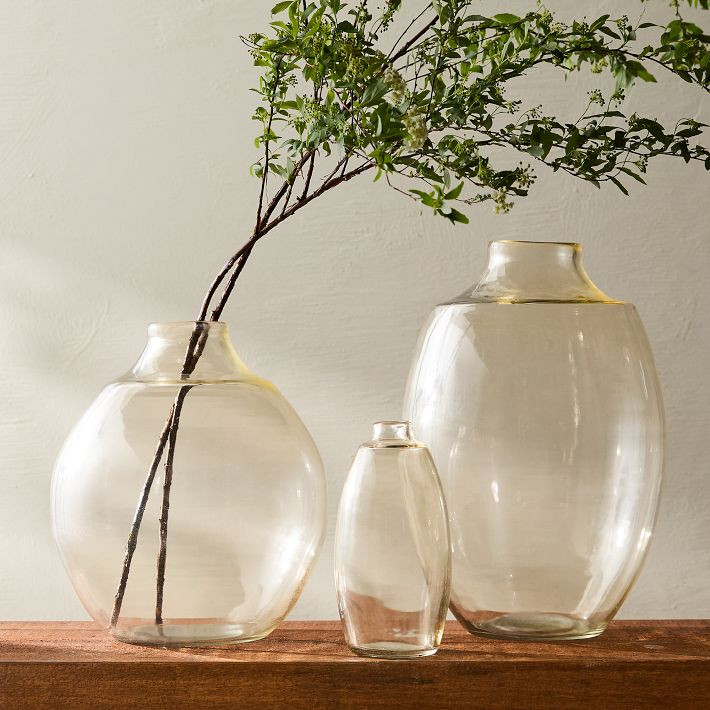 Faidre Glass Vase, Clear, 10" | West Elm (US)