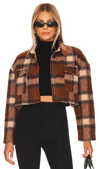 Lovers + Friends Roxy Cropped Shacket in Brown Plaid | Revolve Clothing (Global)