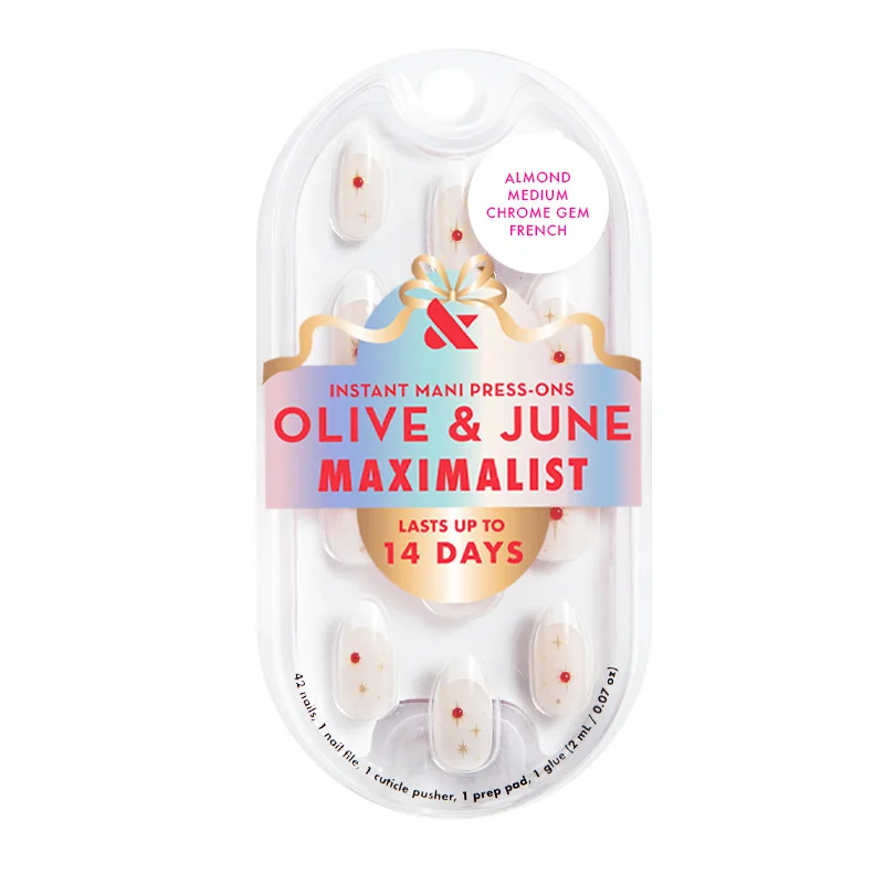 Olive & June Press On Maximalist Chrome Gem French, Medium, Almond | Walmart (US)