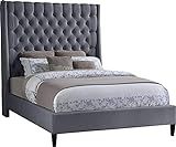 Meridian Furniture Fritz Collection Velvet Upholstered Bed with Wing Back Headboard and Brass Nailhe | Amazon (US)