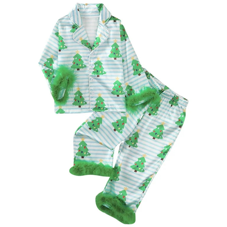 Caqnni Girls Boys Christmas Pajamas Toddler Boy Kids Holiday Pajamas Set Santa PJS Winter Sleepwe... | Walmart (US)