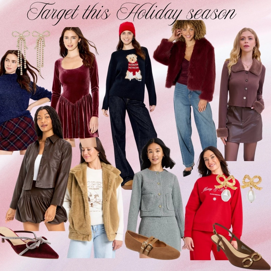 Target for the win! Loving all these different look. #brown #christmas #holidays #target #christmasoutfit #thanksgiving #leather #slides #teddybear #christmassweater #target 

#LTKCyberWeek #LTKHoliday #LTKFindsUnder50