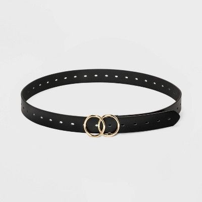 Women's Plus Size Double Round Buckle Belt - Ava & Viv™ Black | Target