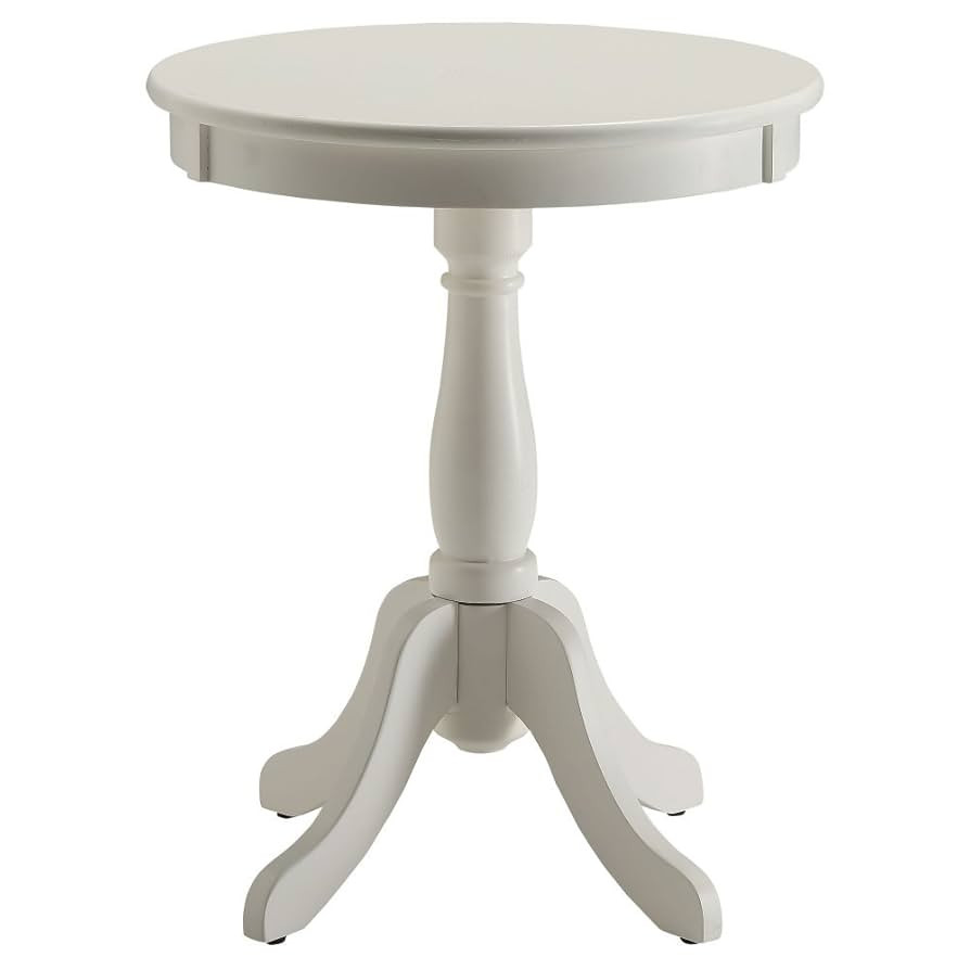 Acme Alger Round Wooden End Table in White | Amazon (US)