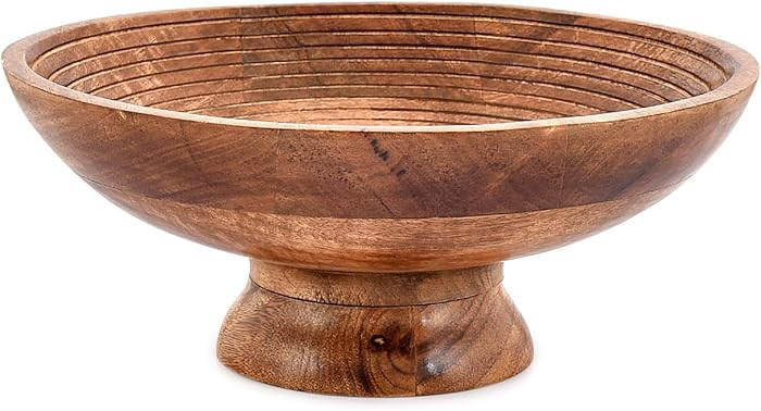 FRUIT BOWL Mango Wood Round Shaped Serving Bowl For Fruit,Dessert Platter Tray Dish Kitchen Dinin... | Amazon (US)