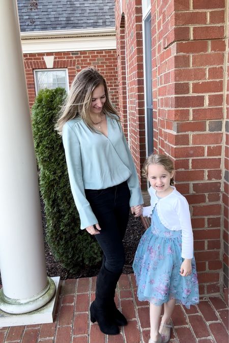 Mommy and little girl’s spring style

Target Seafoam shirt size XS, black express jeans size 2, black boots, and opal necklace

Girl’s turquoise dress, white bolero jacket and white ballet flats

#LTKkids #LTKSeasonal #LTKfamily