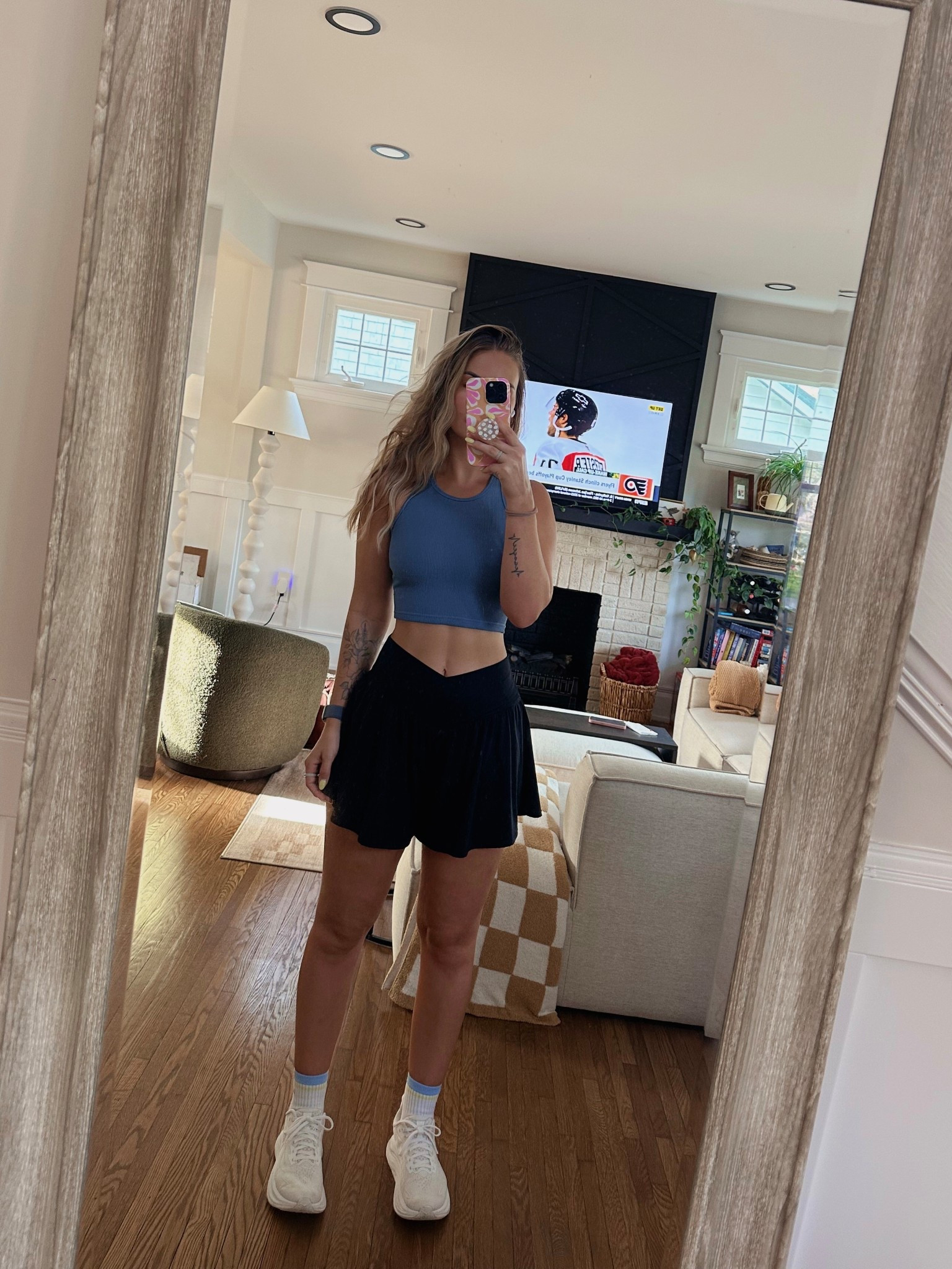 Warmer weather workout fit 🤌🏼 obsessed with these flowy shorts! Wearing a medium 

#LTKActive