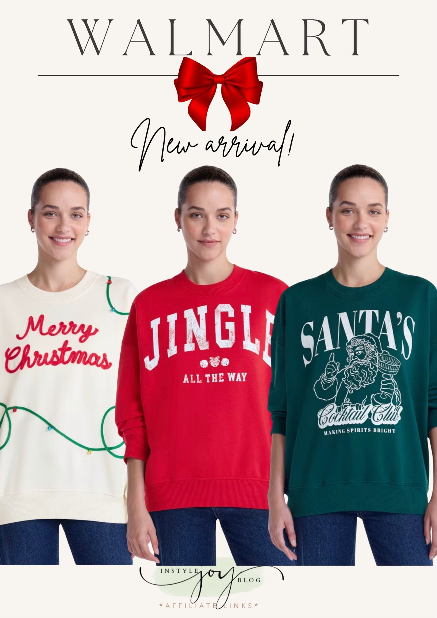 Walmart✨ Christmas Women's and Women's Plus Fleece Sweatshirt from Holiday Time, Sizes S-4X