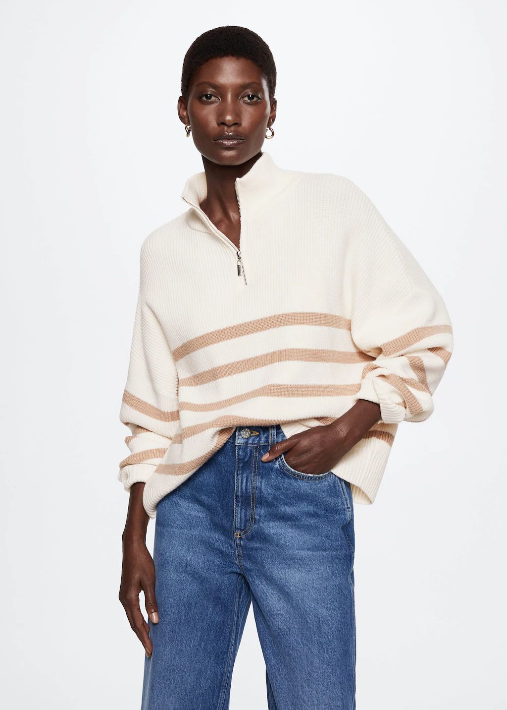 Striped knit sweater -  Women | Mango USA | MANGO (US)