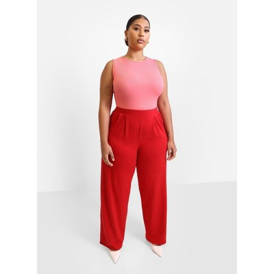 Rebdolls Women's Essential Pleated Cotton Pants - Red - 2X | Target