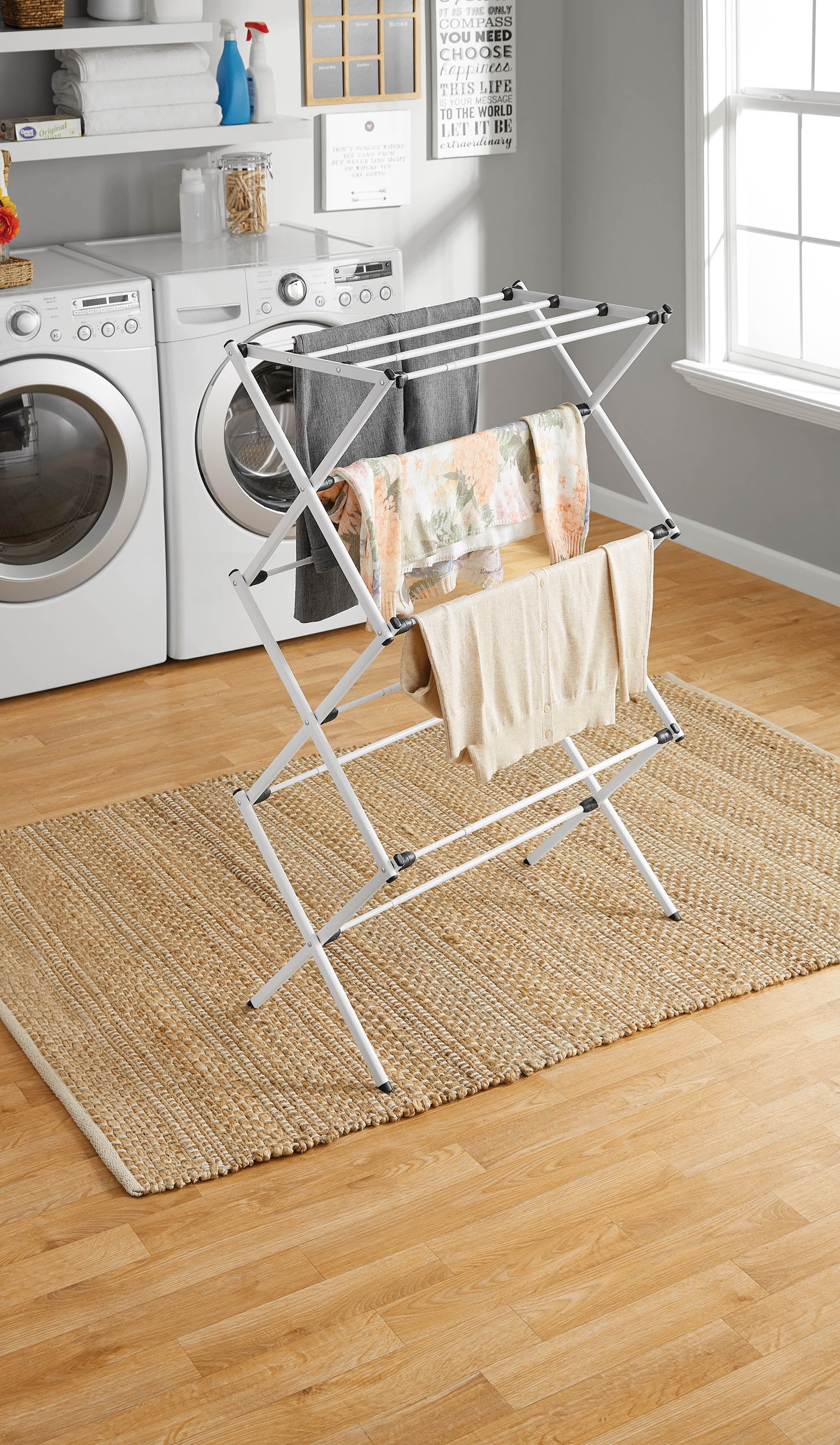 Mainstays Expandable Steel Laundry Drying Rack, White | Walmart (US)