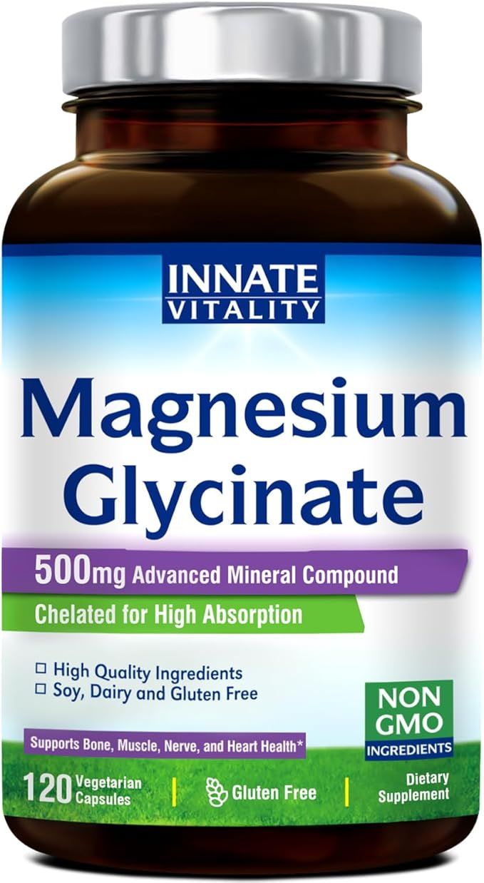 Innate Vitality Magnesium Glycinate 500mg | 70mg Elemental Magnesium Supplement- High Absorption,... | Amazon (US)