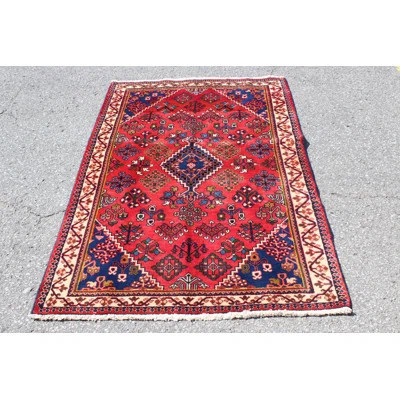 One-of-a-Kind Briyana Hand-Knotted 1990s Red 3'5" x 5'3" Wool Area Rug | Wayfair North America