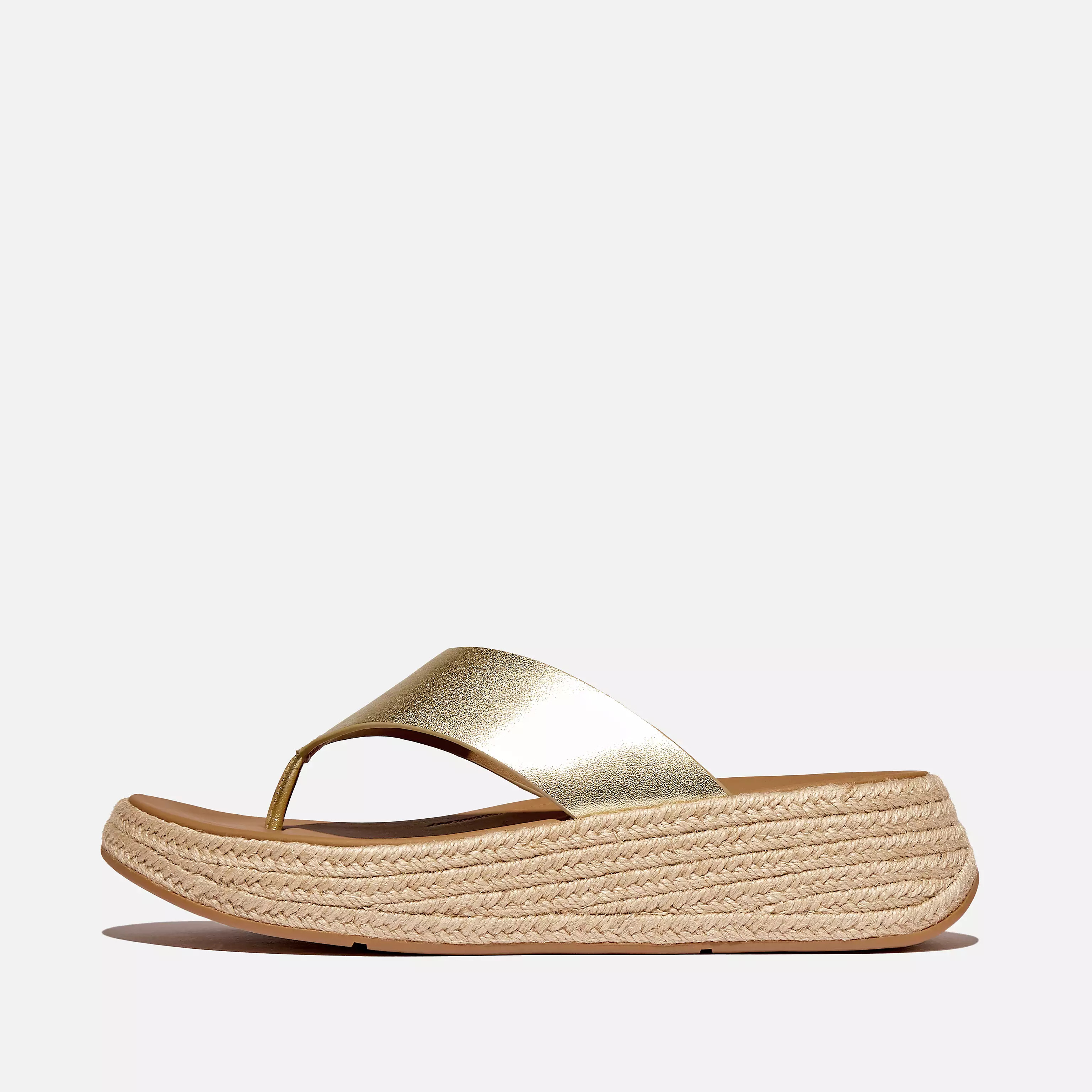 F-MODE Espadrille Metallic-Leather Flatform Toe-Post Sandals | FitFlop (US)