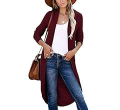 Jayscreate Women's Thick Knitted Cardigan Chunky Waffle Knit Brown Shrug Long Longline Two Way Cardi | Amazon (CA)